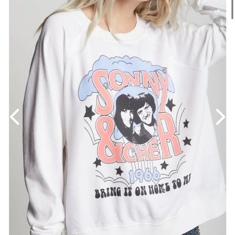 Recycled Karma Sonny & Cher White Sweatshirt